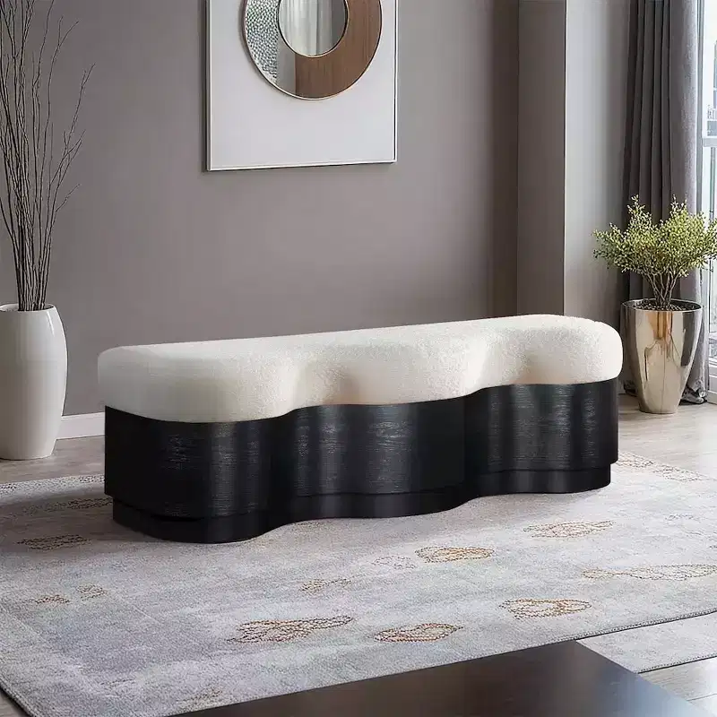 Meridian Furniture,Savoy Velour Fur Fabric Bench
