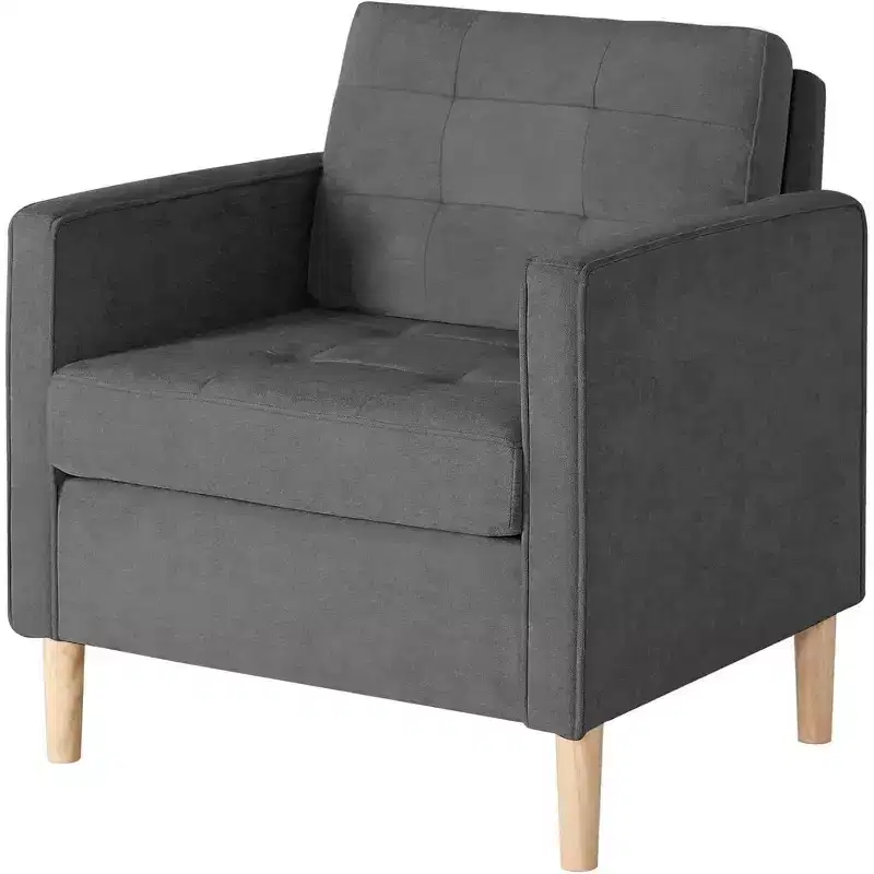 Wood Linen Upholstered High-Back Armchair 28.34