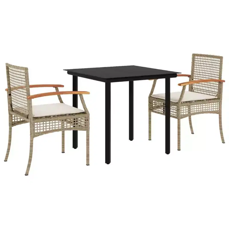 vidaXL Outdoor Dining Set with Cushions - Poly Rattan
