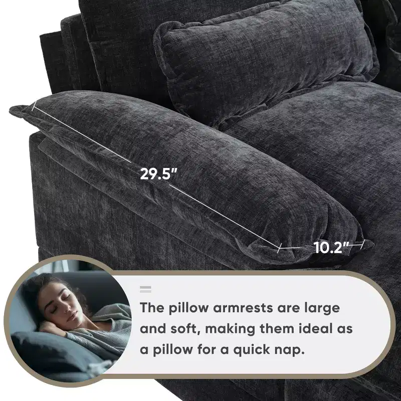 Whisen Modern Design Chenille U-shaped Sectional Sofa with Cup Holders and USB Charger