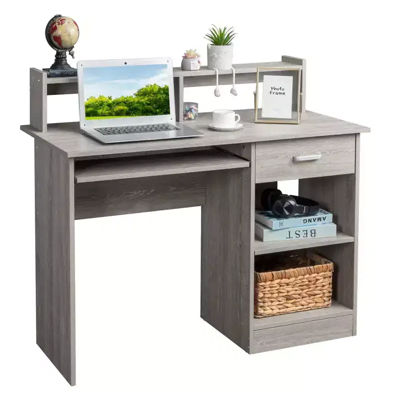 General Style Modern P2 15MM Chipboard Computer Desk Grey