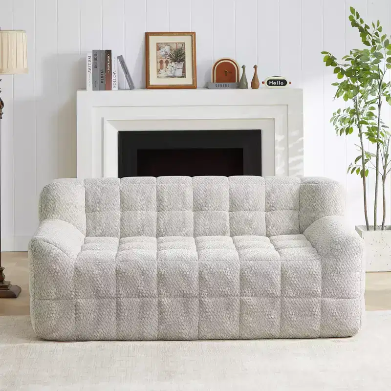 GDFStudio Tobey Modern 64.5 Square-Tufted Velvet Compression Foam Loveseat