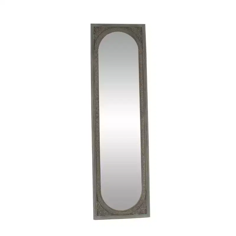 Olivia & May Natural Wood Console Mirror Brown: Bohemian Style, Rectangular, No Assembly Required