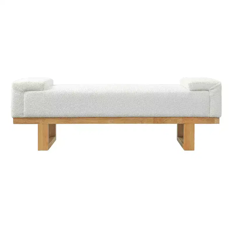 Christopher Knight Home Paulina Modern Rubberwood Boucle Upholstered Bench