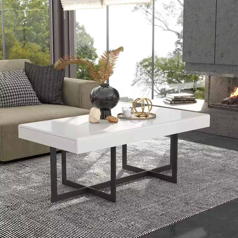 47.25 Neyo Rectangle Coffee Table with Drawers White - miBasics