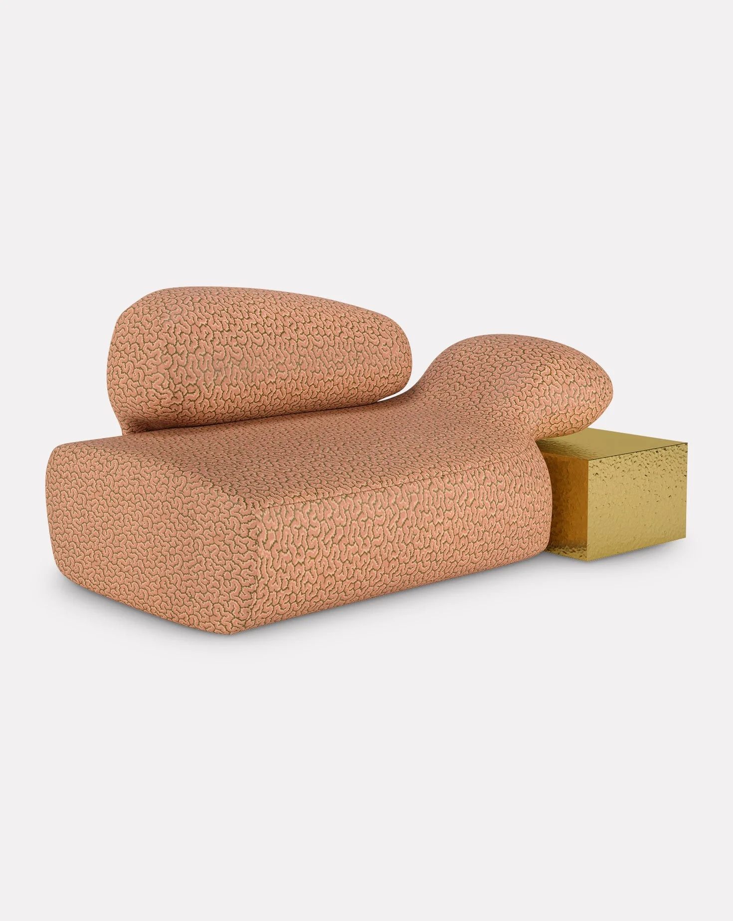 Sculptural Fabric Brass Accent Chaise Longue