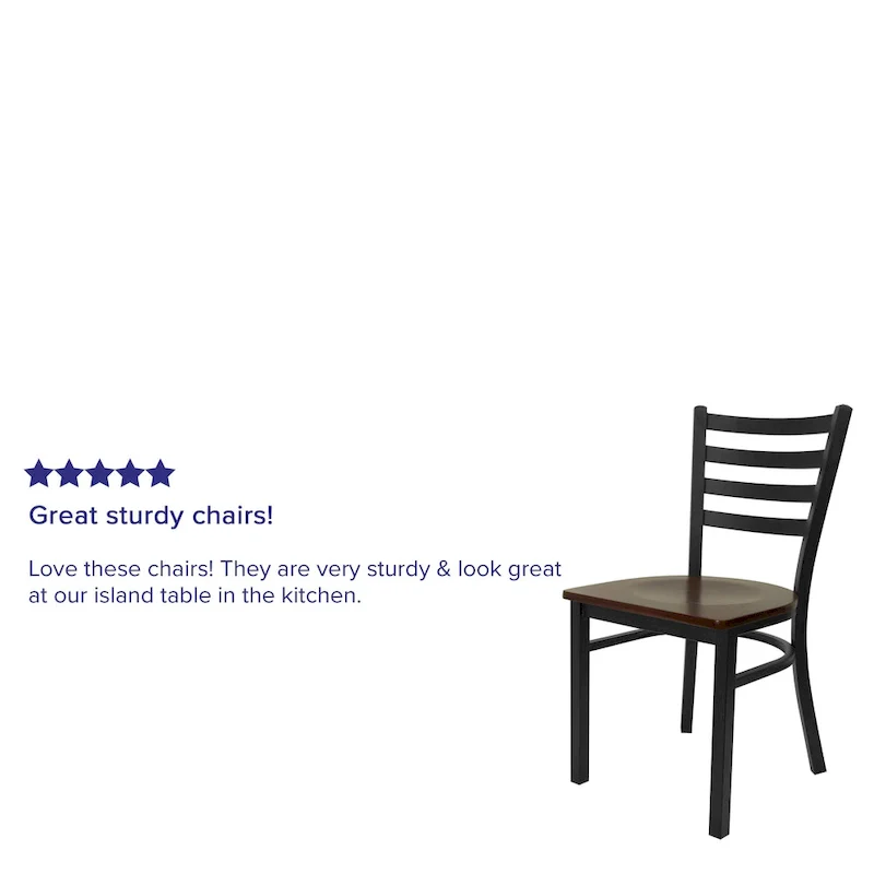 Ladder Back Metal Dining Chair with Wood Seat
