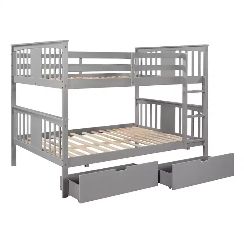 Luxystar Modern Full over Full Bunk Bed with 2 Drawers