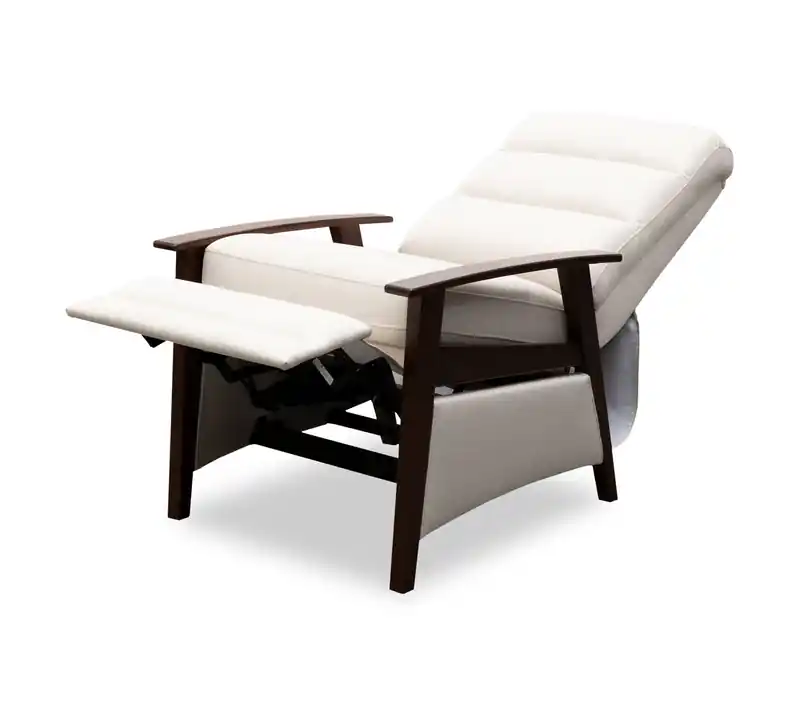 28.5 Linen-Look Fabric Pushback Reclining Accent Chair with Wood Armrests and Legs