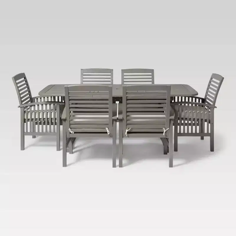 Ravenscroft 7pc Acacia Wood Patio Dining Set with Expandable Table Gray Wash - Saracina Home