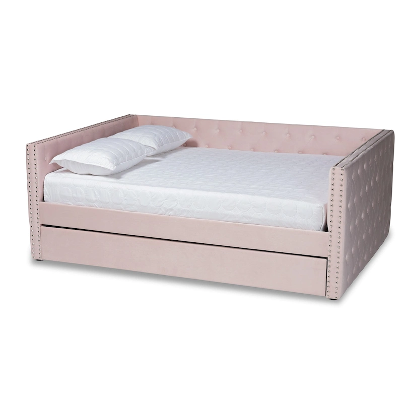 Larkin Modern Velvet Fabric Upholstered Daybed with Trundle