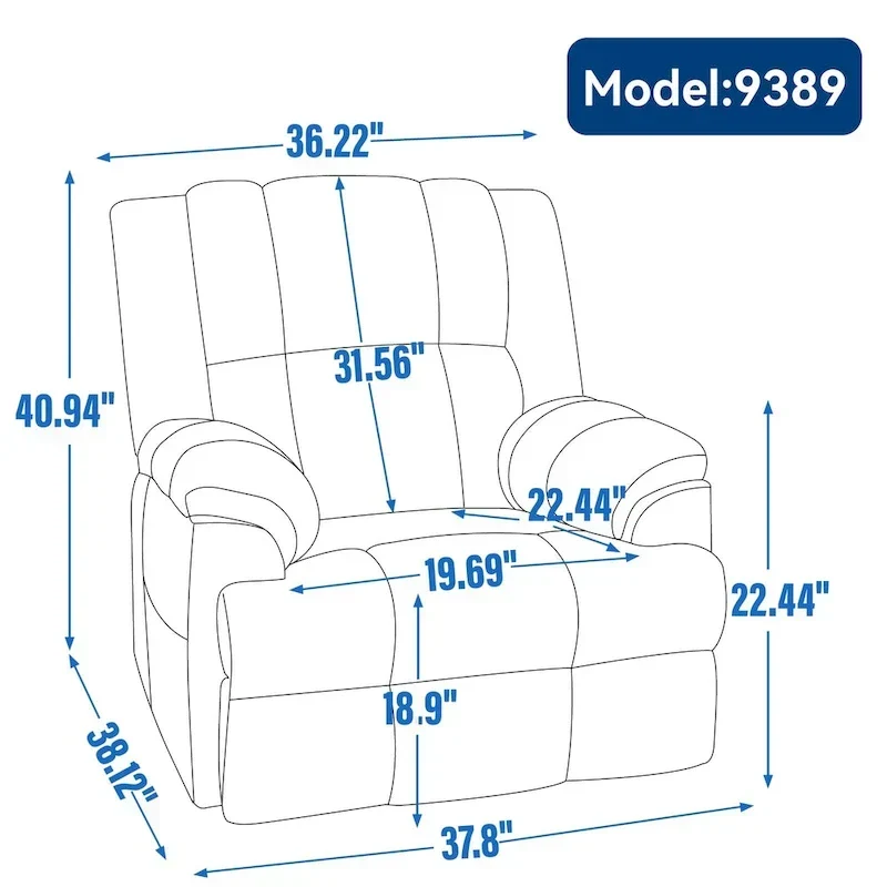Lazy Boy Swivel Rocker Fabric Recliner Chair, Overstuffed Large Manual Recliner Glider with Pillow Top Arms and Cushion Back