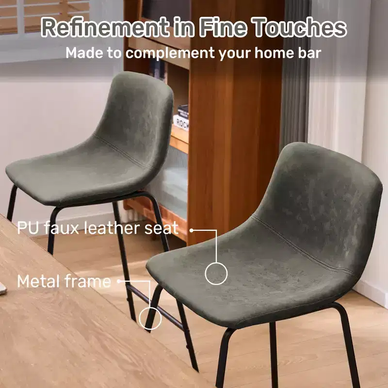 FERPIT Faux Shearling Counter Height Bar Stools Set of 2, Upholstered Bar Stools with Footrest