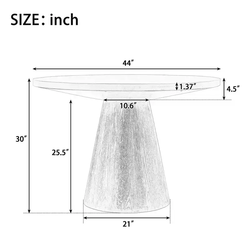 Whisen Retro Wood Top Frustum Pedestal Dining Table