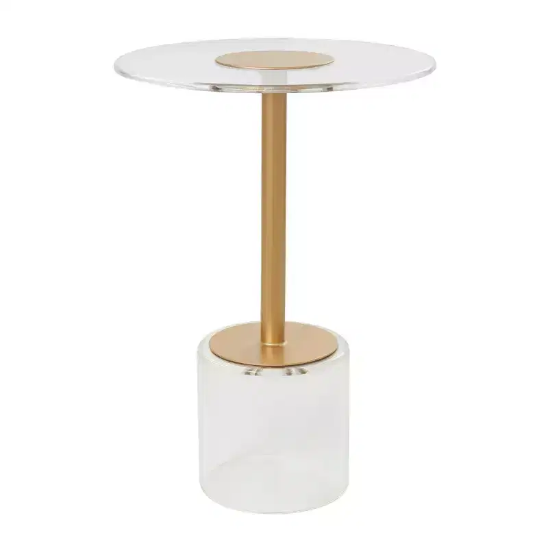 Acrylic Accent Table with Gold Stand, 23
