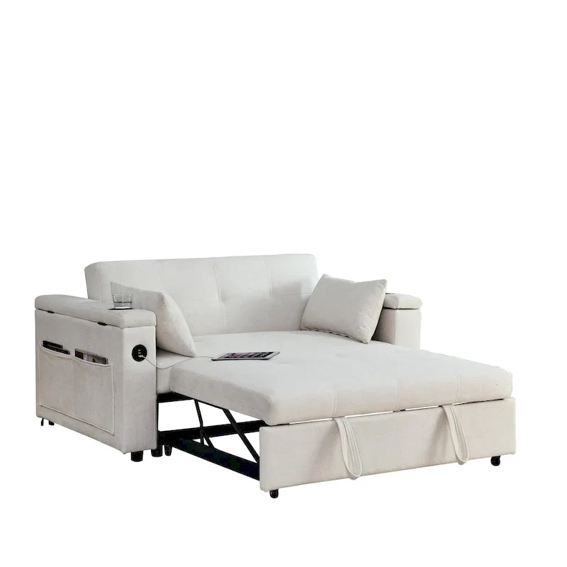 54 Pull-Out Sleeper Sofa Bed Double Seat Recliner Sofa Bed