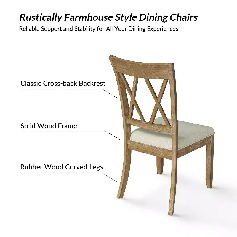 Noelia 5-Piece Round Natural Dining Set with 4 Chairs and Round Table| ART OF LIVING DESIGNS-Natural