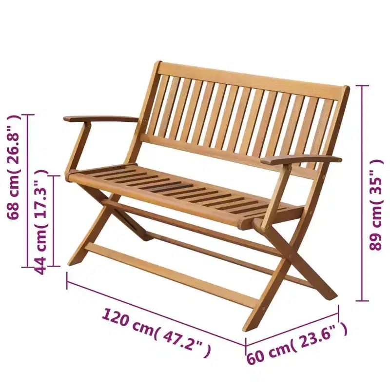 vidaXL Patio Bench 47.2 Solid Acacia Wood
