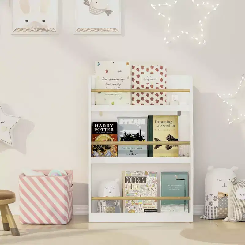3-Tier Kids' Bookshelf and Storage Organizer, MDF, 31.5
