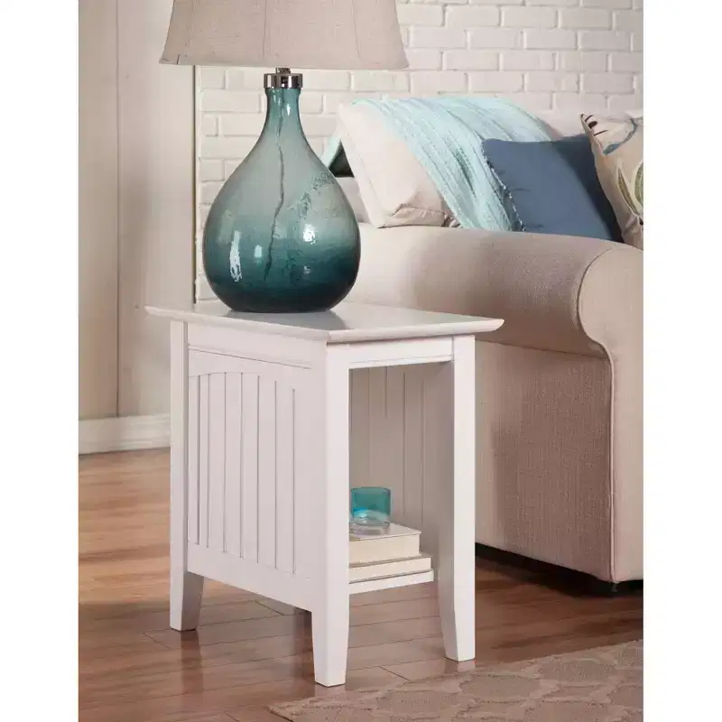 Nantucket Chair Side Table White - AFI: Solid Hardwood, Bead Board Design, Eco-Friendly