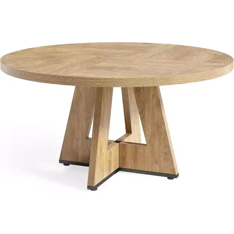 Round Dining Table, Suitable for 4-6 People, 47-inch Tabletop with a Wooden Base, Ideal for the Dining Room, Kitchen, and Living Room