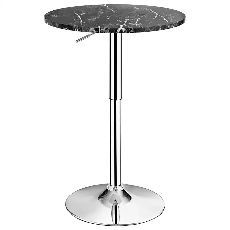 Round Bistro Bar Table Height Adjustable 360-Degree Swivel Black