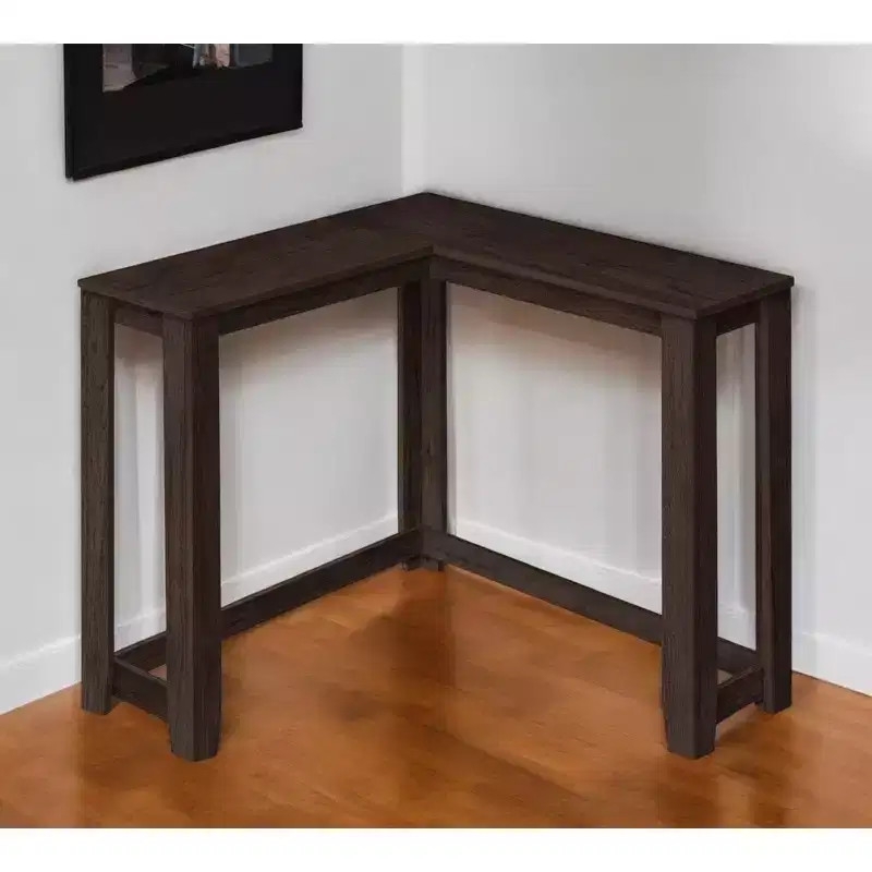 HomeRoots 36 Espresso Solid Wood Distressed Corner Console Table