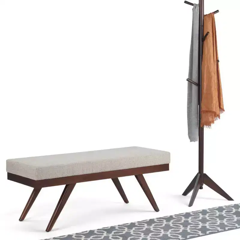 48 Nadine Mid Century Ottoman Bench Faux Air Leather - Wyndenhall