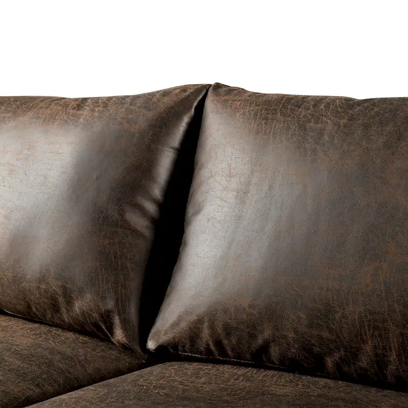Mid-Century Modern Upholstered Sofa Couch with Rolled Pillows