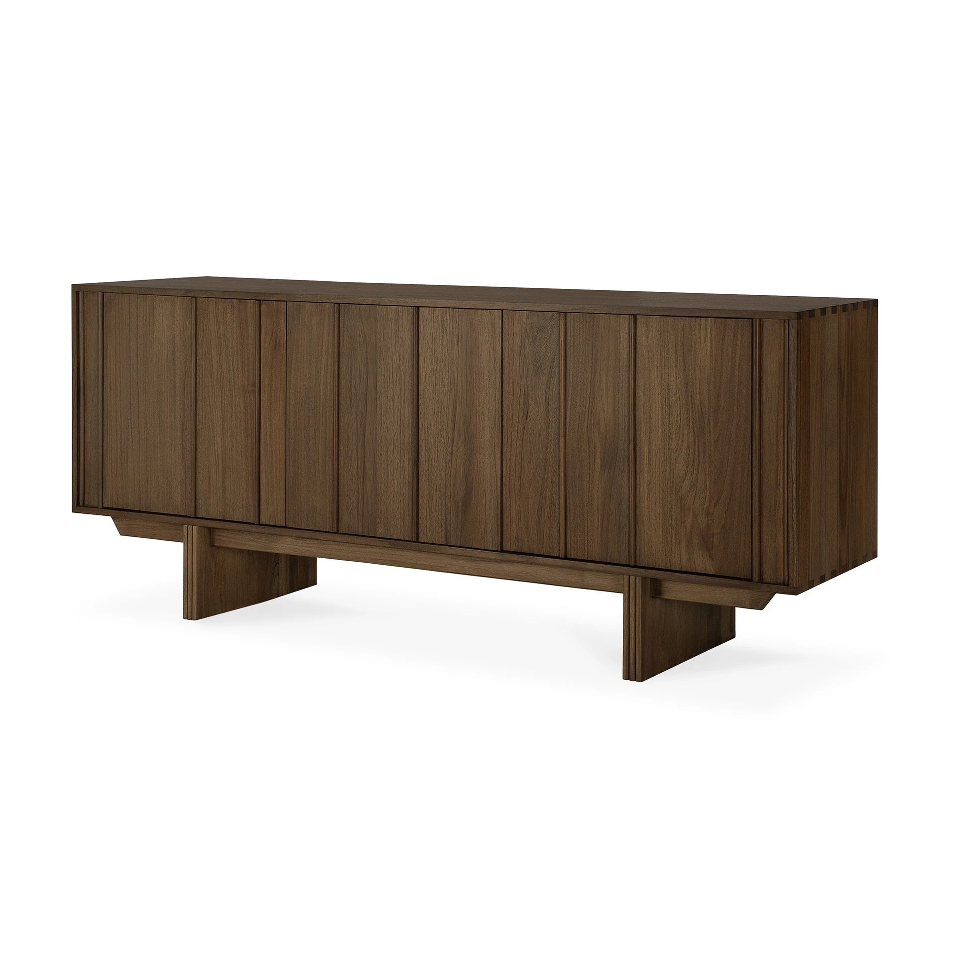 Architectural Solid Teak Sideboard with Vertical Panel Rhythm and Ample Storage for Dining Rooms