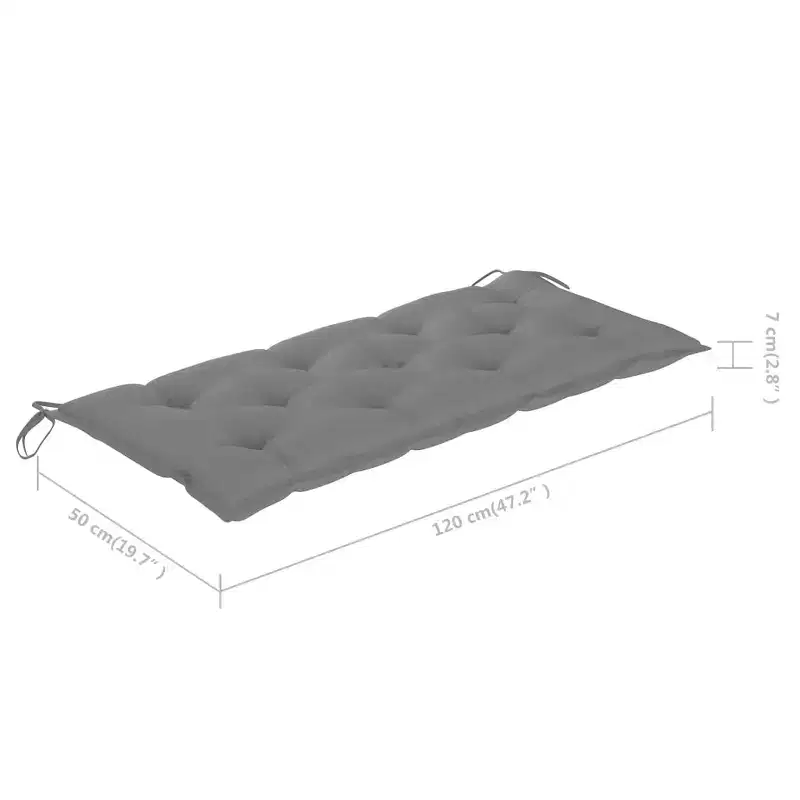 Garden Bench Bamboo Bamboo frame and polyester cushion 46.5 in