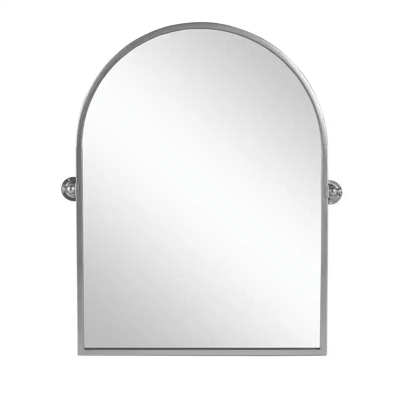 36 Silver Metal Arch Tilting Framed Accent Mirror