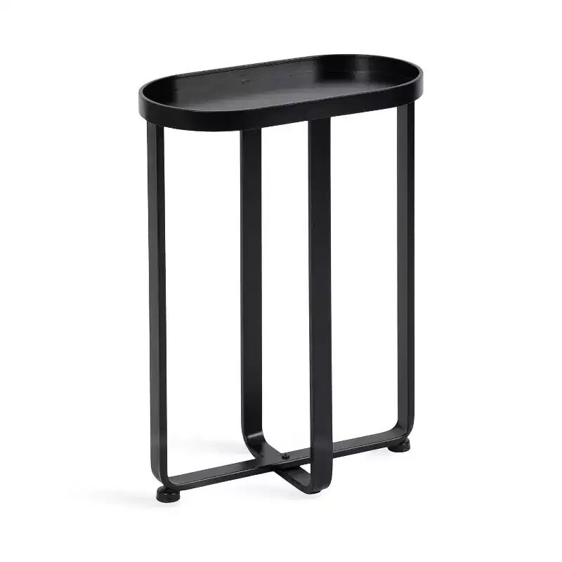 Kate and Laurel Zabel Oval Metal Side Table, 17x9x24, Black
