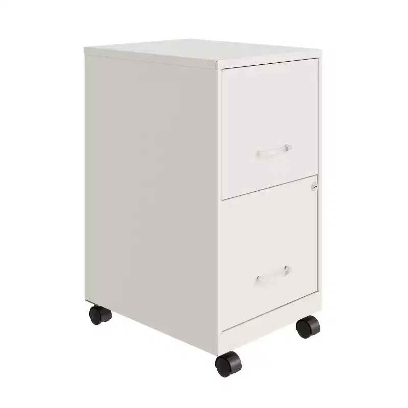 Space Solutions 18" Deep 2 Drawer Mobile Letter Width Vertical File Cabinet Pearl White