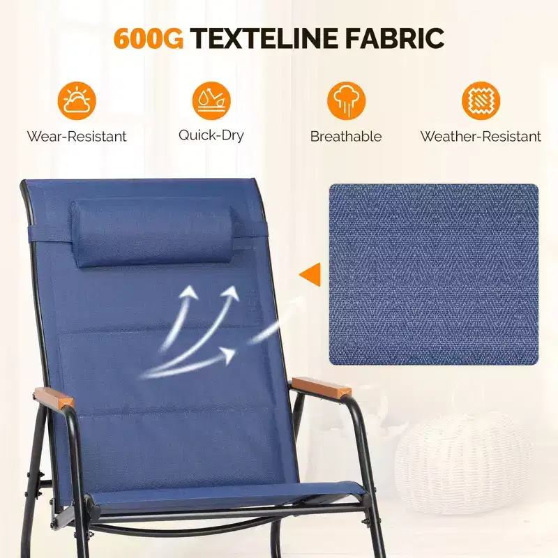 Karl Home | Teslin Patio Rocking Chair with Footrest and Head Pillow