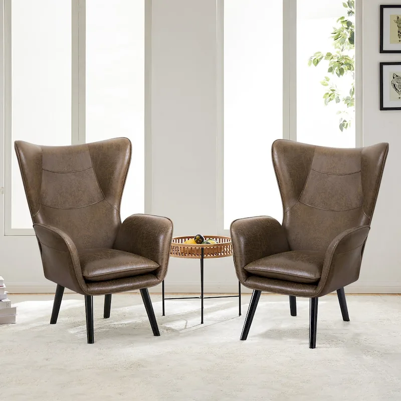 Upholstered Wingback Armchair Leisure Accent Chair, Single - 40.55 H x 28.34 W x 33.1 D
