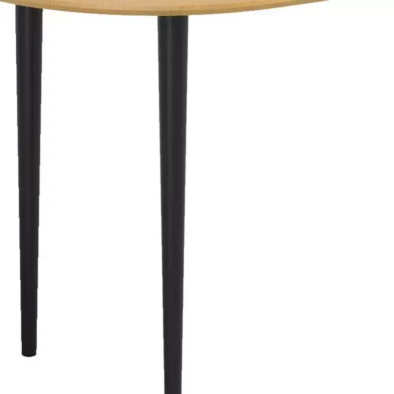 HomeRoots 67 Natural and Black Solid Wood Oval Dining Table