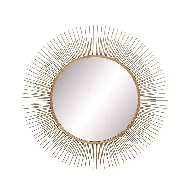 36" Metal Starburst Wall Mirror Gold - Olivia & May: Iron Frame, No Assembly, Modern Decor