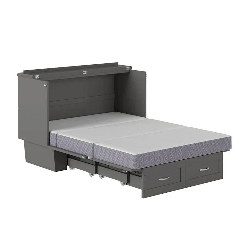 Monroe Full Murphy Bed Chest with 6 Memory Foam Mattress