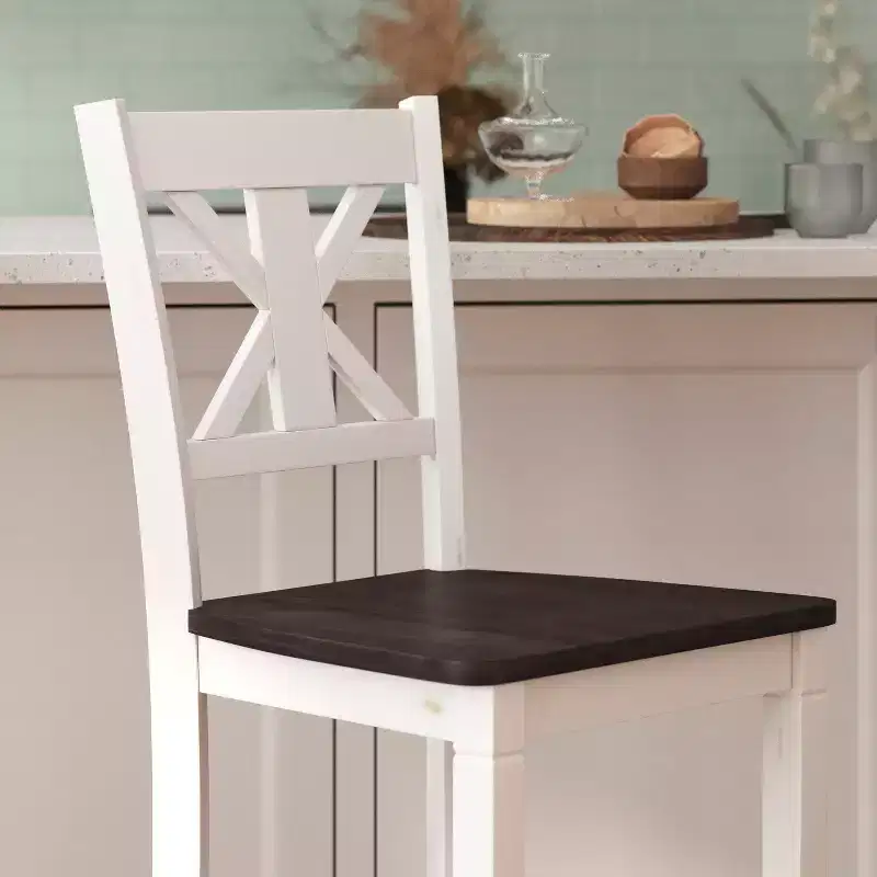 Commercial Grade Solid Wood Modern Farmhouse Counter Height Barstool