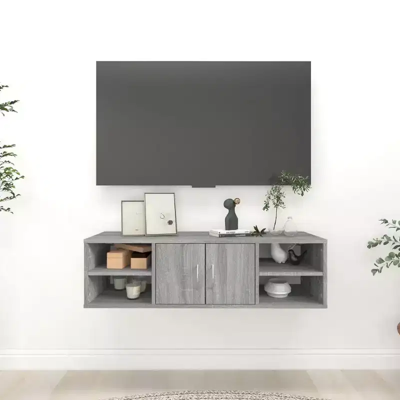 Floating Wall Shelf Smoked Oak Engineered Wood – 2 Shelves
