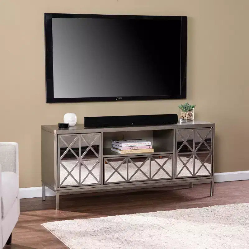 Downley Storage TV/Media Stand - Silver - SEI