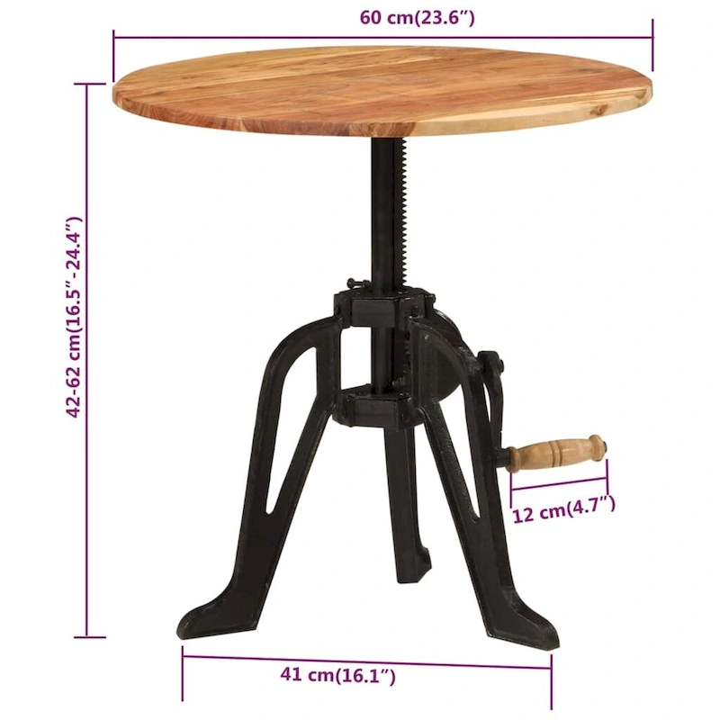 vidaXL Side Table Round Coffee End Table Sofa Table Solid Wood and Cast Iron