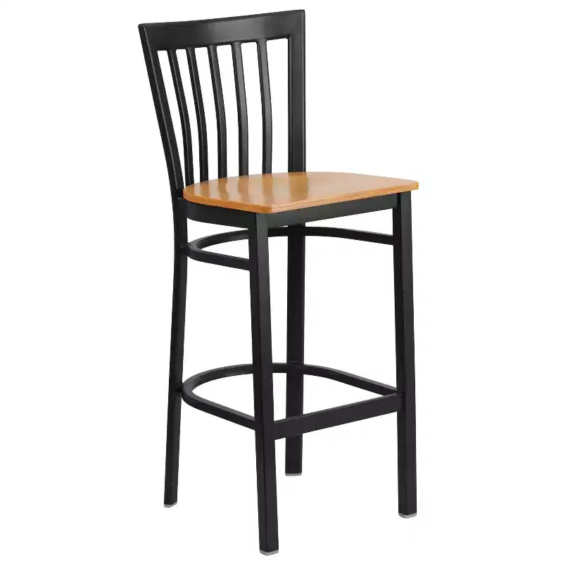 School House Back Metal Restaurant Barstool, Set of 2