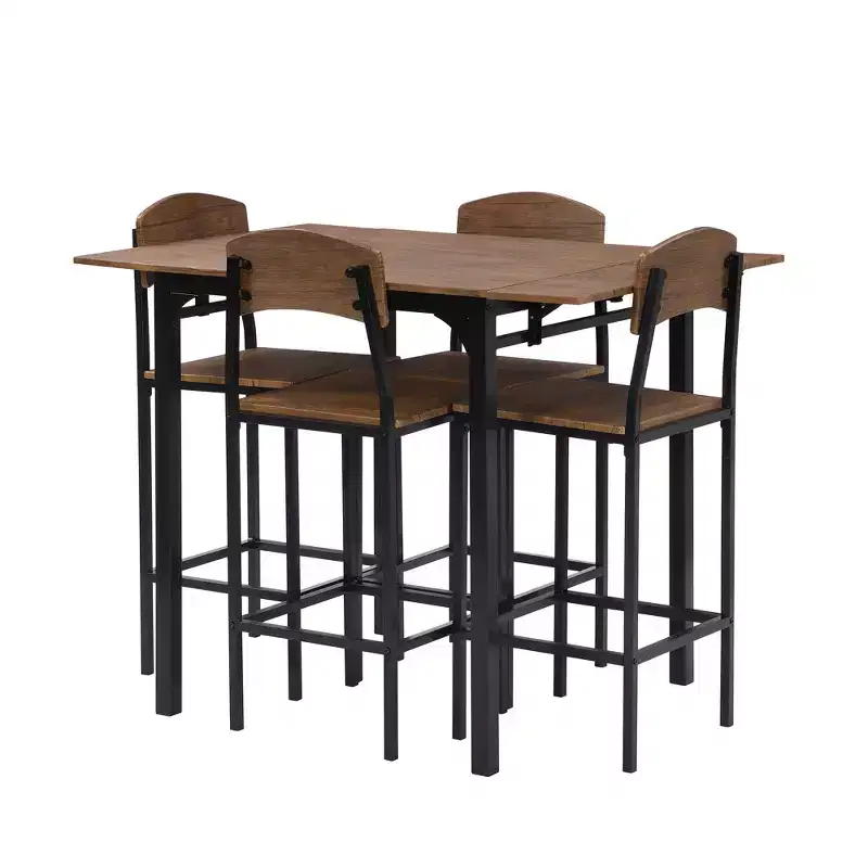 Whisen Farmhouse 5-piece Counter Height Drop Leaf Dining Table Set with Dining Chairs