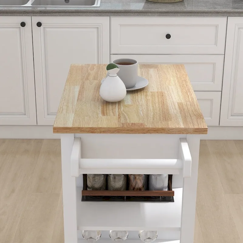Kitchen Rolling Trolley Cart with Adjustable Shelves and Towel Rack