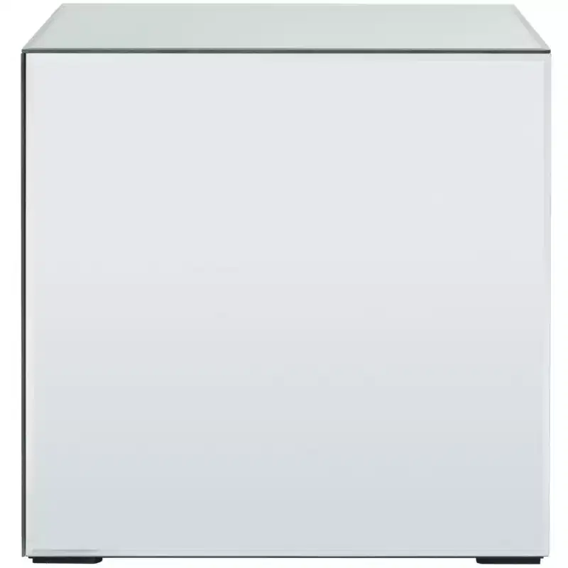 Square Mirrored Accent Table, Silver/Mirror, 15.9