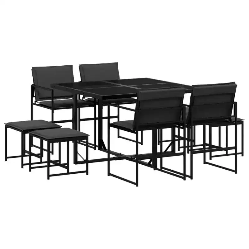 vidaXL Patio Dining Set with Cushions Garden Outdoor Furniture Black Textilene