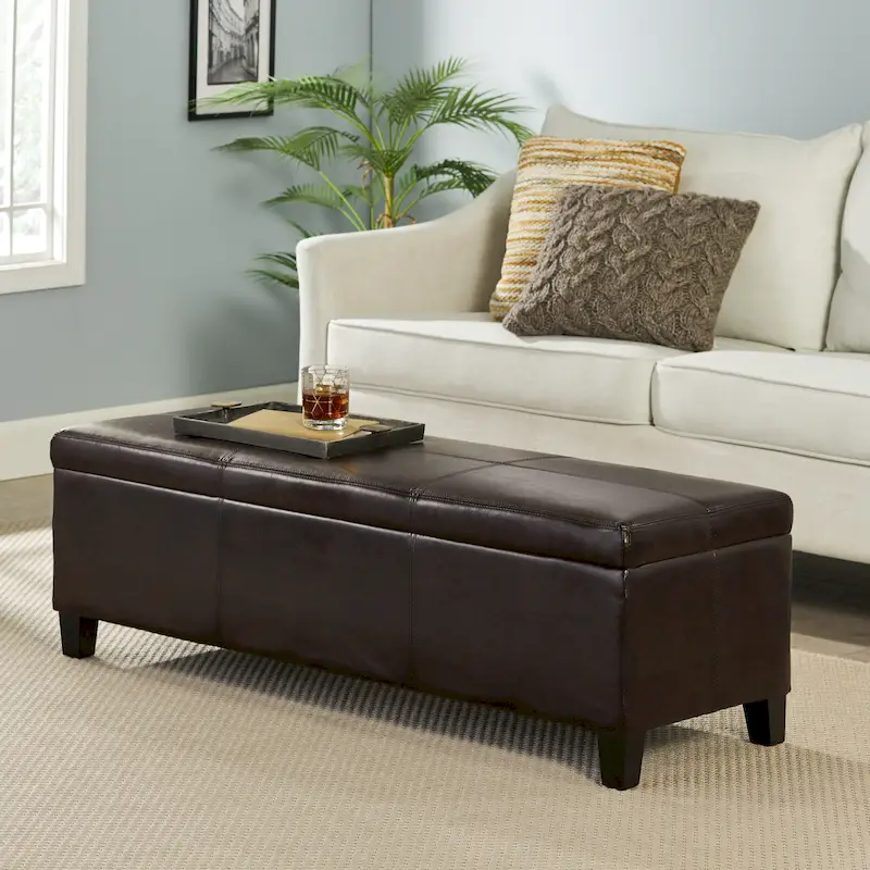 Faux Leather Storage Ottoman Bench – 51.25
