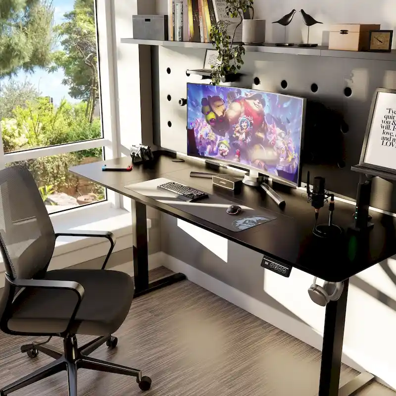 Futzca Height Adjustable Electric Standing Desk Sit Stand Computer Stand up Desk with Splice Board